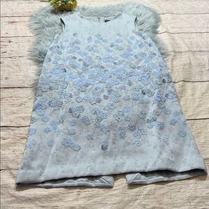 Roberto Quaglia Floral Textured Blue Sleeveless Dress sz 8